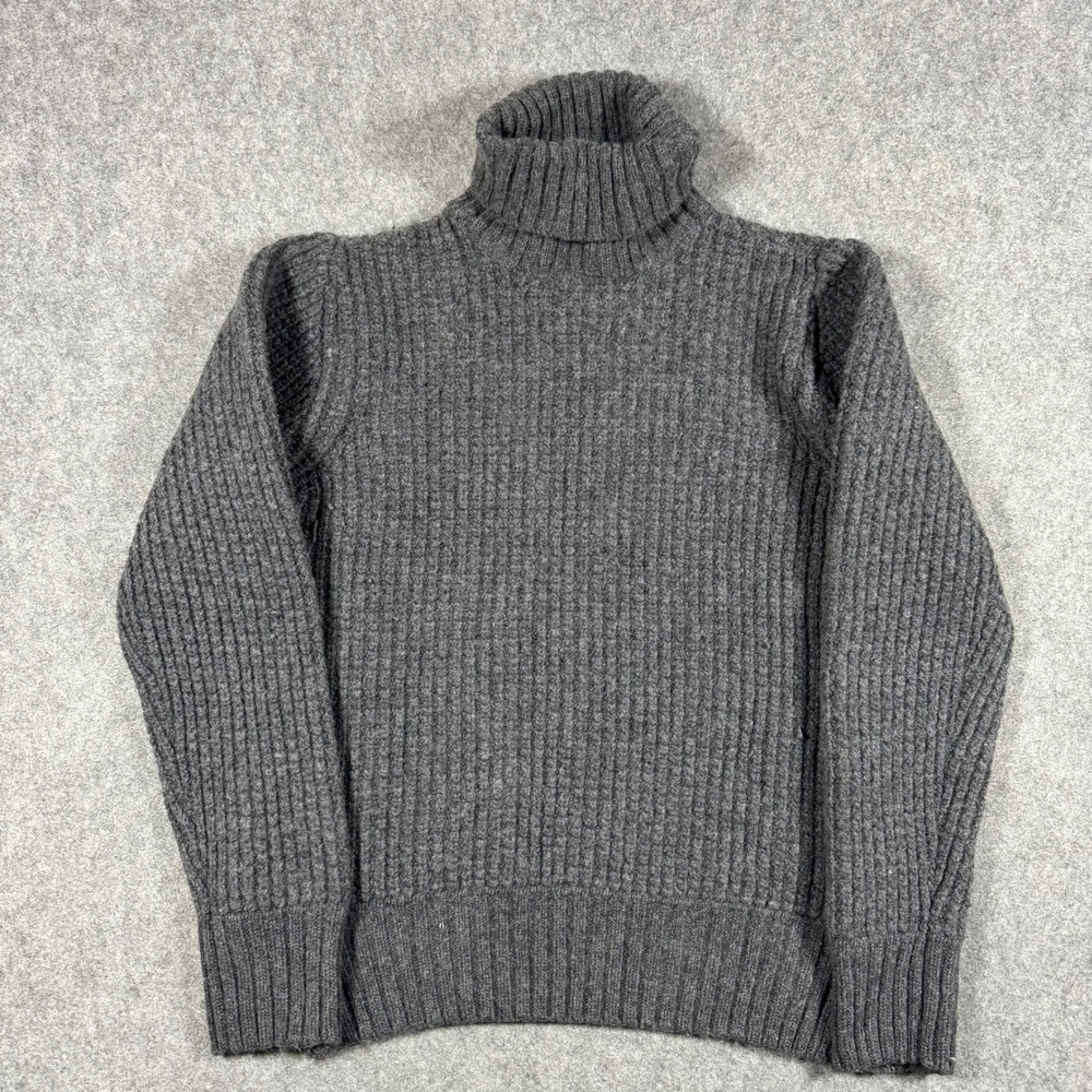 Emozioni Uomo Turtleneck Mens S Grey Wool Waffle Knit Sweater Made in Italy